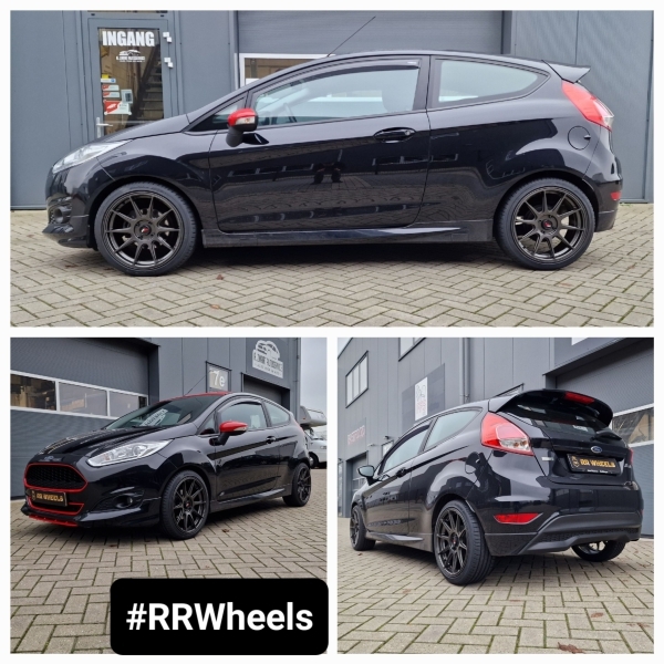  Deze Ford Fiesta hebben we voorzien van 17 inch 4x108 7.5J ET35 Japan Racing Wheels JR11 Flat Gun Metal inclusief Hankook Evo 3 in 205 40 17, geweldige wielen voor deze auto!