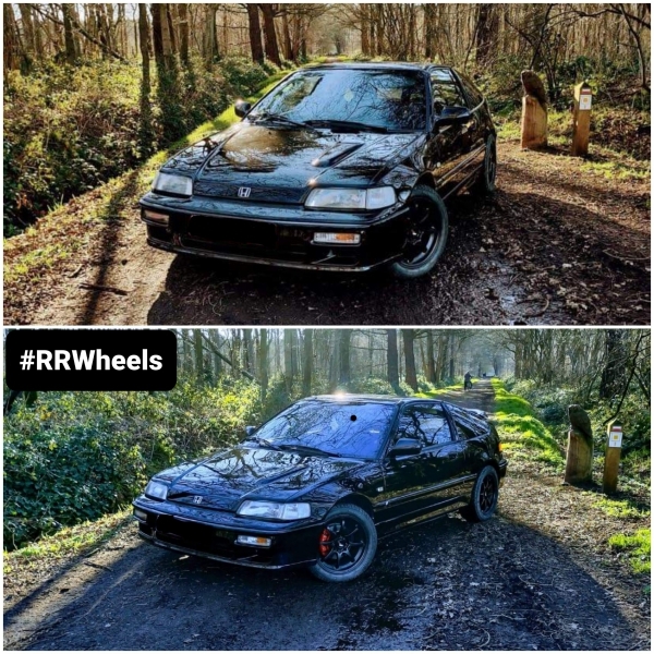 Honda CRX met nieuwe 15 inch Japan Racing Wheels JR5 Flat Black. 4x100 7J ET35.