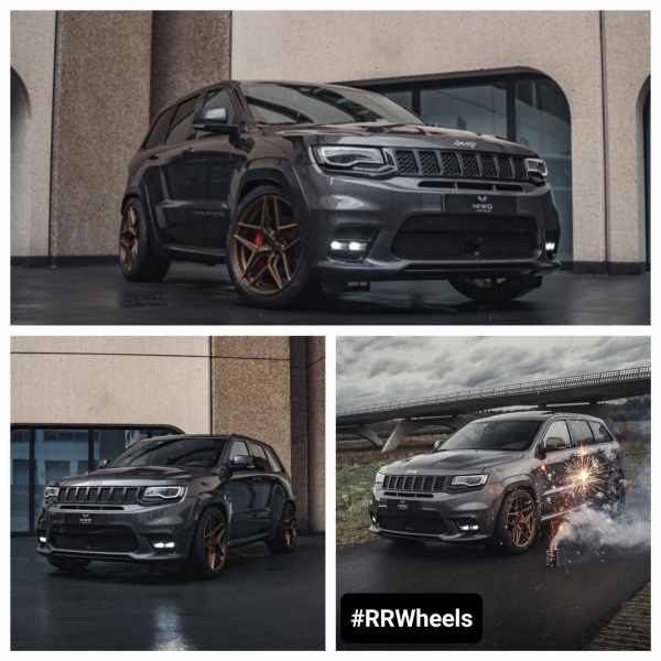 Deze Jeep Grand Cherokee 6.4L V8 hebben wij voorzien van nieuwe 22 inch Concaver Wheels type CVR2 in Brushed Bronze 11J ET35 5x127! Geweldige fitment!