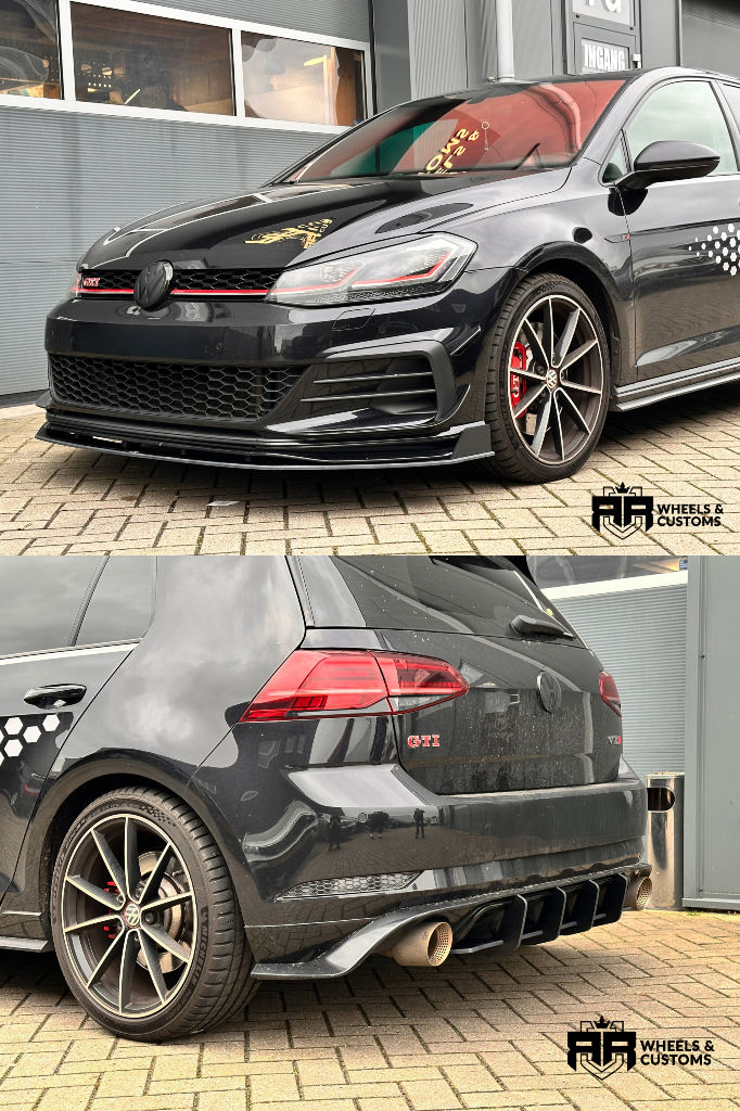Wij hebben deze mooie Volkswagen Golf MK7 GTI TCR voorzien van Maxton Design producten in Gloss Black Racing Durability Front Splitter VW Golf 7 GTI TCR / Bumper Lipâ  Racing Durability Rear Diffuser