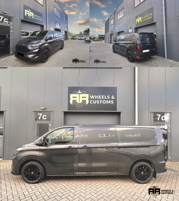 Deze nieuwe Ford Transit Custom 2024 hebben we voorzien van nieuwe wielen  Wielen: AXE EX30T 6x120 19 inch 8J ET 45 Banden: 4x 235/50/19 4SEASONS CARGO  Prachtig resultaat, als we dat zo mogen zeggen.