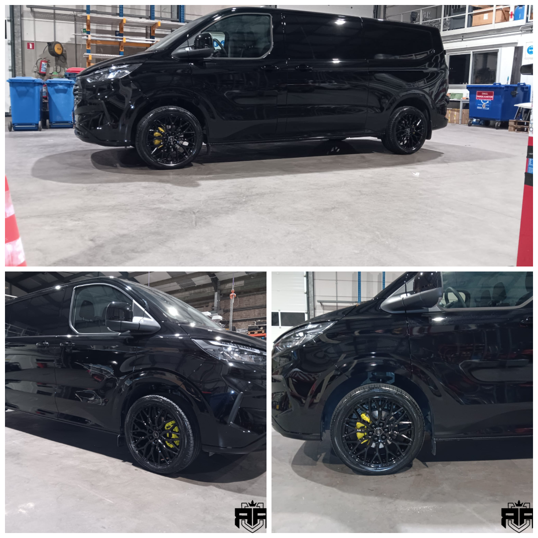 Ford Transit Custom 2024+ voorzien van Velocity VC1 20X8 6 x 120 48 74.6 GLOSS BLACK + hankook banden in maatvoering 275 40 20