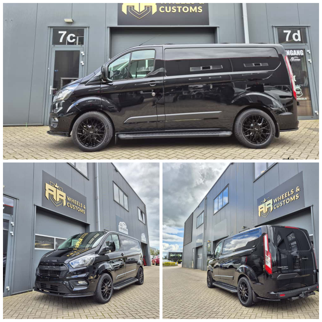 Ford Transit Custom 2022 voorzien van Carmani CA20 Ludwig Black in 18 inch x 7.5J ET50 5x160