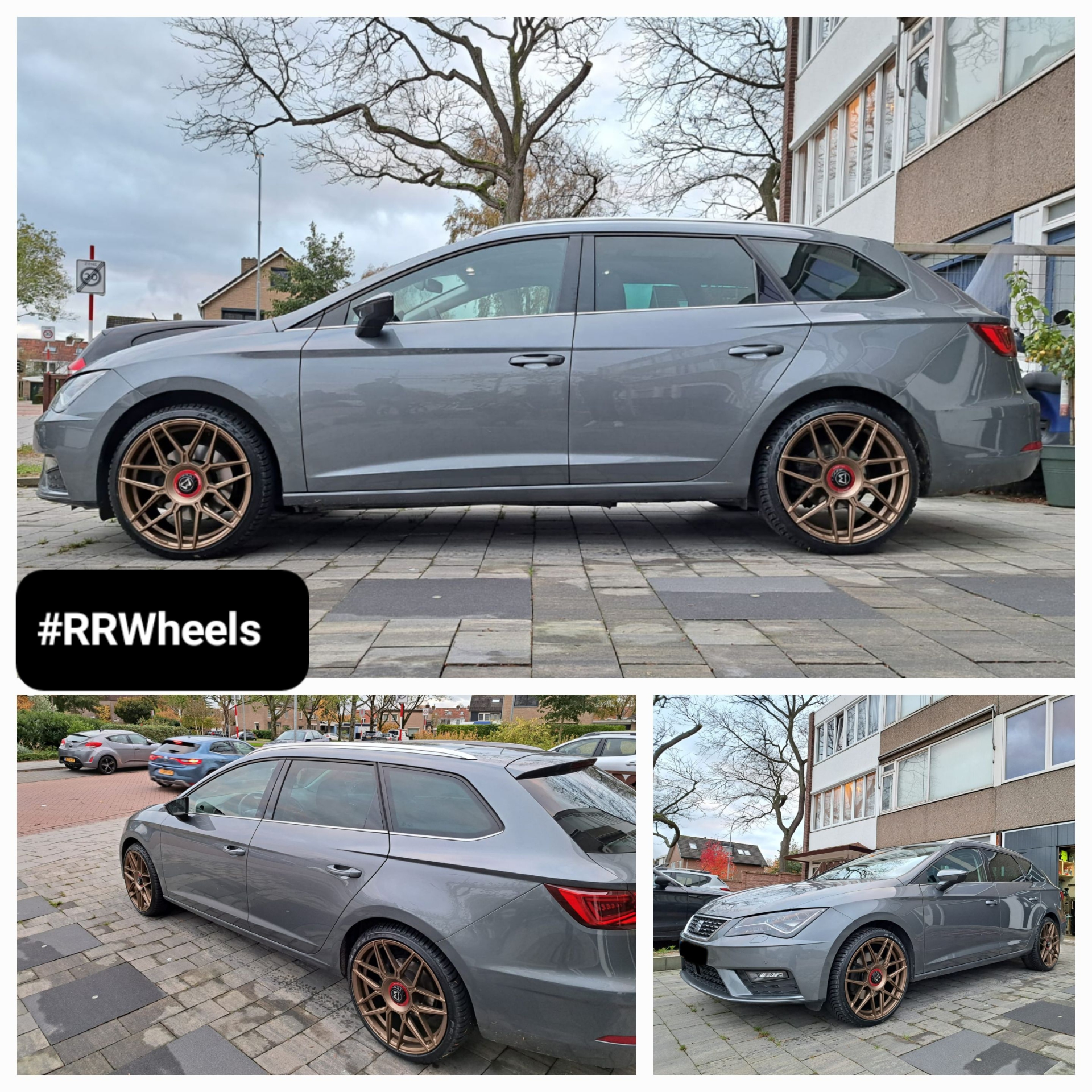 Deze Seat Leon FR hebben we voorzien van nieuwe Motec 19 inch MCT14-GT.one mat bronzen velgen in 5x112 8.5J ET45 inclusief Maxxis All Season banden in 225 35 19! Geweldige velgen voor deze auto!