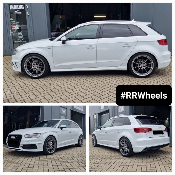 Deze Audi A3 8V hebben wij voorzien van nieuwe 19 inch Japan Racing velgen type JR37 8.5J ET45 Hyper Black inclusief Vredestein banden in 245 35 19 rondom! Geweldig resultaat!