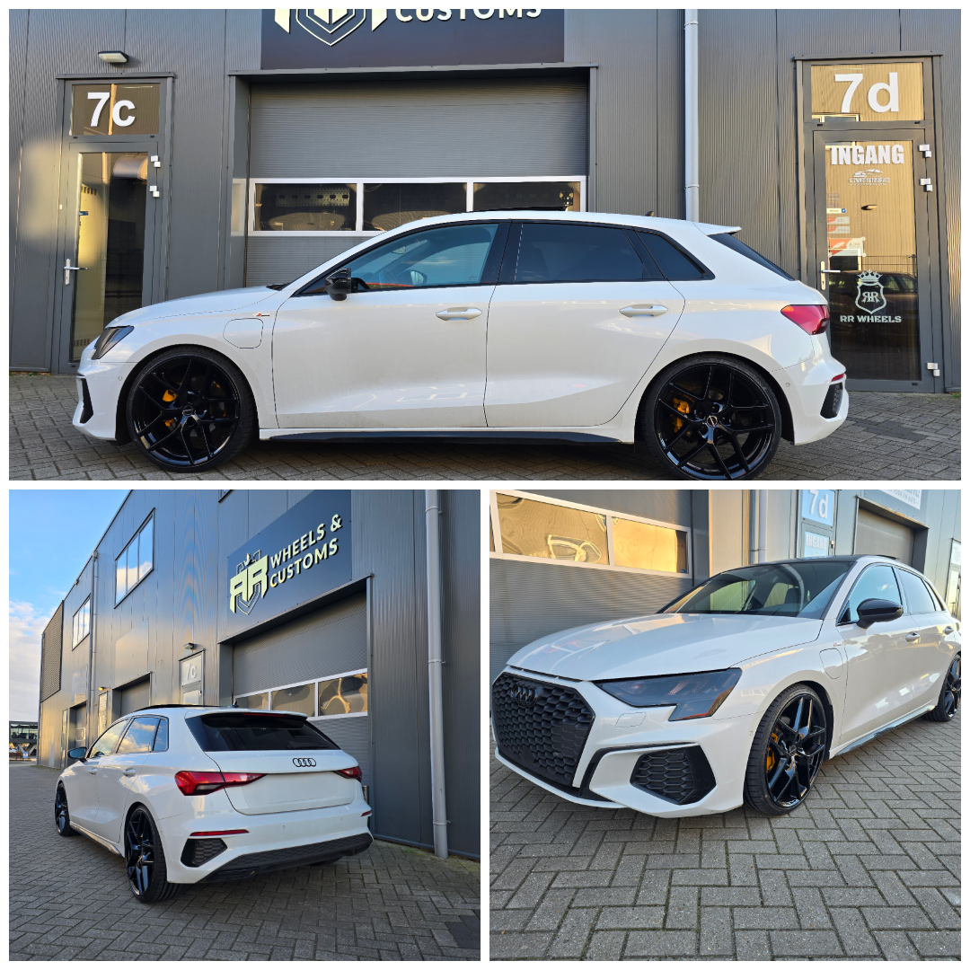 Audi A3 8Y voorzien van Borbet Y black glossy 20 inch ET45 8.5J + 235 30 20 Kumho banden, inclusief Eibach Pro-kit verlagingsveren