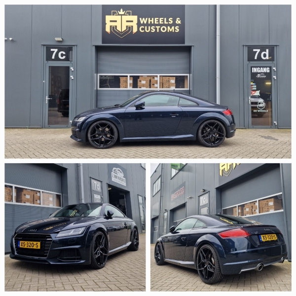Deze Audi TT 8S hebben wij voorzien van nieuwe Concaver Wheels CVR2 Platinum black 20 inch 5x112 9J ET42 inclusief 245 30 20 Kumho banden. Ook hebben we Eibach verlagingsveren toegevoegd, mooi resulta