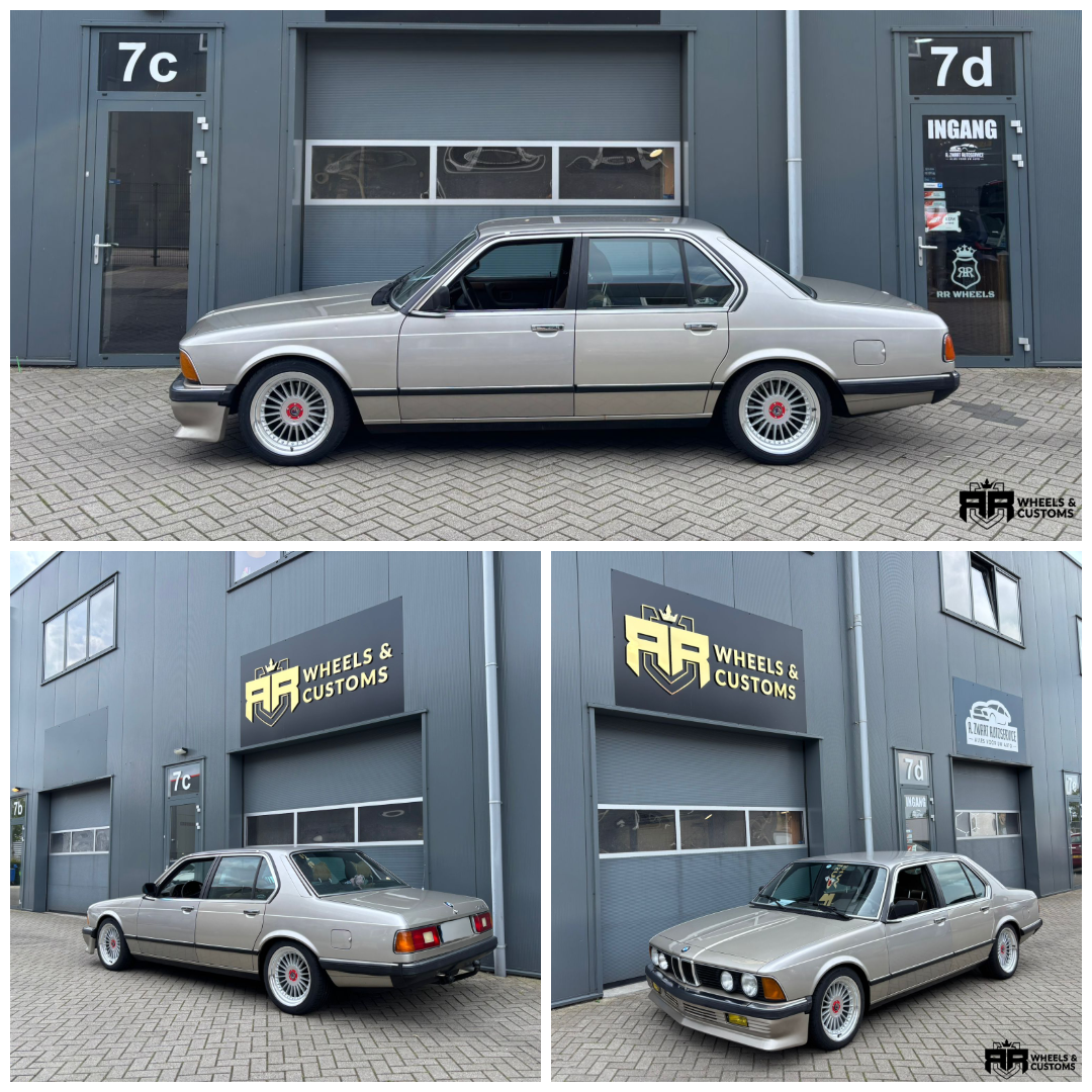 BMW 7 serie E23 voorzien van Alpina Style velgen in 17 inch x 8J ET20 5x120 in Silver + Polished lip