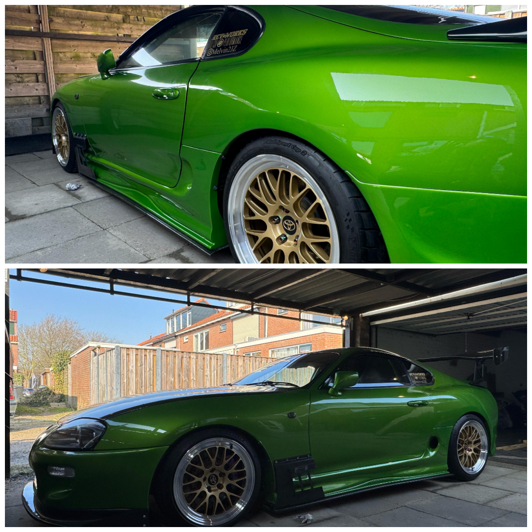 Toyota Supra voorzien van Custom Forged Velgen Vooras: 18 inch / 5x114.3 / 60.1 / m12x1.5  studs 9J ET23 Achteras: 18 inch / 5x114.3 / 60.1 / m12x1.5 studs / 10.5J / ET38