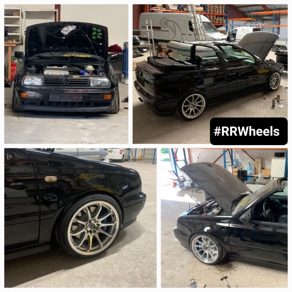 We hebben deze Volkswagen Golf 3 Cabrio VR6 voorzien van nieuwe 17 inch JNC Wheels JNC006 in 17 inch 5x100 9J ET30 Silver Machined Face inclusief grote remset en nieuwe banden in 215 40 17! Geweldige 