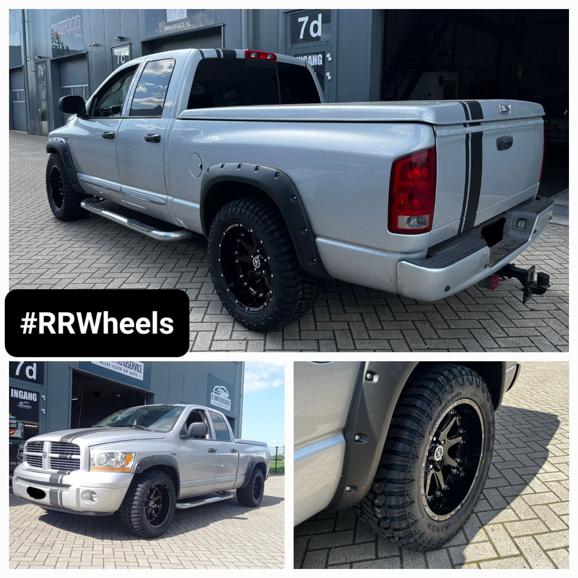 Deze Dodge Ram uit 2002 hebben wij voorzien van nieuwe 20 inch Lonestar Offroad Bandit velgen in 10J ET-25 5x139.7 inclusief nieuwe Radar Renegade R/T+ banden in 305 55 20! Geweldig looks voor deze Tr