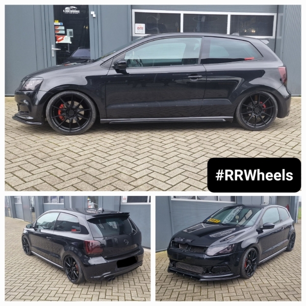 Volkswagen Polo MK5 met nieuwe 18 inch Motec Ultralight Flat zwarte velgen in 18 inch 5x100 7.5J ET40 inclusief Toyo Banden in 205 35 18!