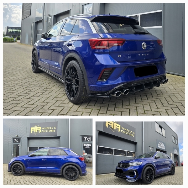 Volkswagen T-Roc R hebben wij voorzien van nieuwe Concaver CVR1 velgen in 19 inch 8.5j ET45 Platinum black inclusief Michelin banden. We hebben ook een volledige Ingo Noak Tuning Kit gemonteerd op dez
