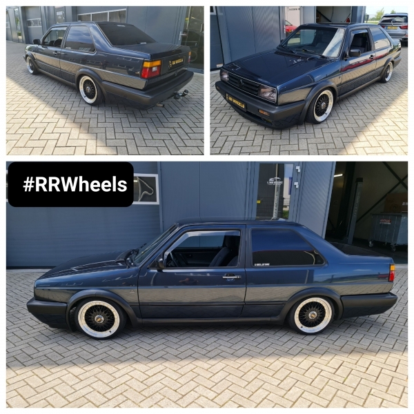 Volkswagen Jetta Mk2 voorzien van nieuwe JF Luxury wielen REW026 met Black Polished in 16 inch 7J ET35 inclusief Nankang banden in 165 45 16!