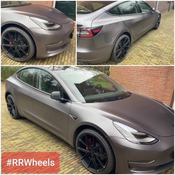 Tesla Model 3 met 20 inch NIche road wheels 5x114,3 9J rondom ET35 Tesla galerij van velgen onder de wagen van RR Wheels - Tesla foto galerij - Tesla velgen - Tesla model 3velgen - Tesla foto velgen -
