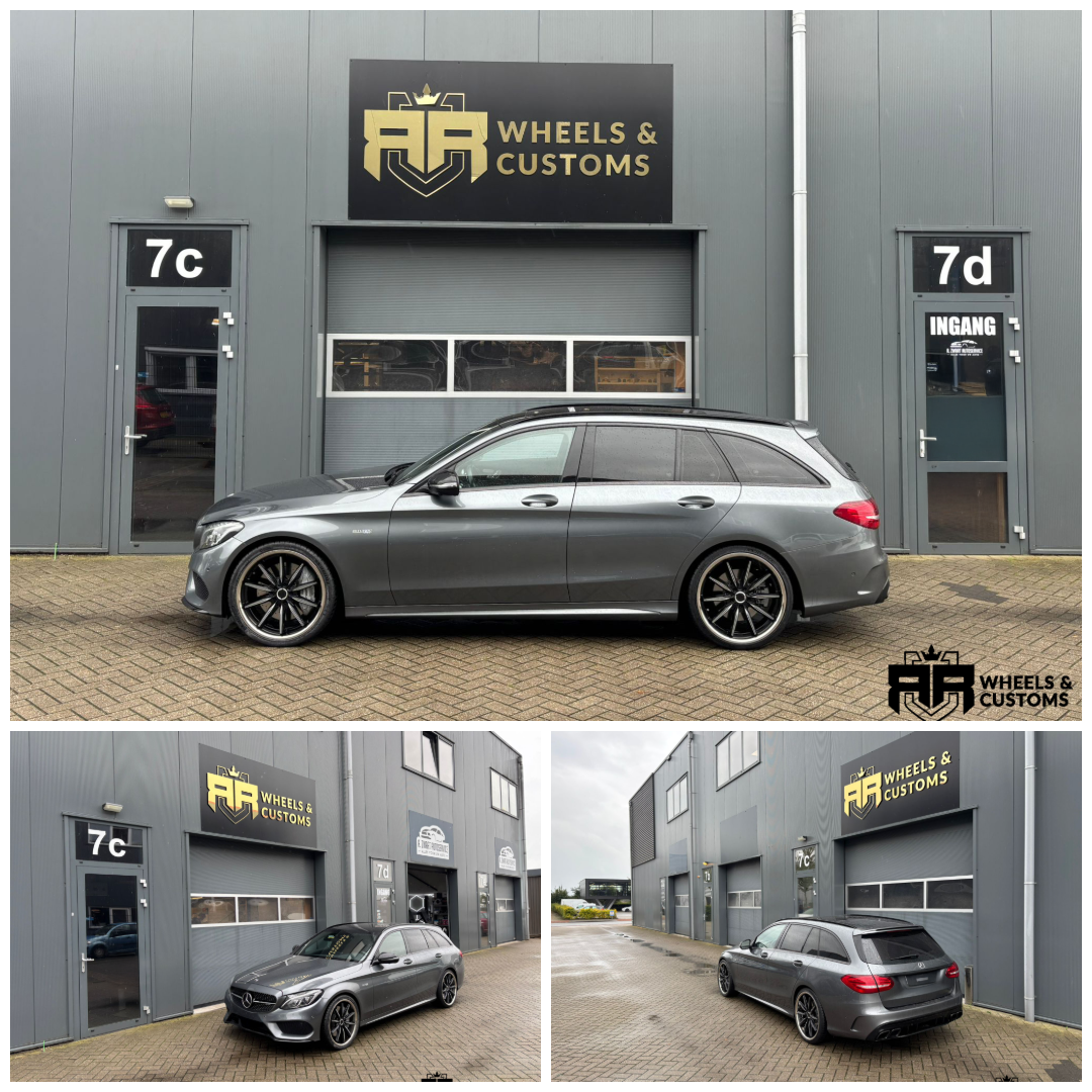 Mercedes C43 AMG voorzien van Concaver CVR8 breedset 20 inch 8J ET30 en 9J ET45