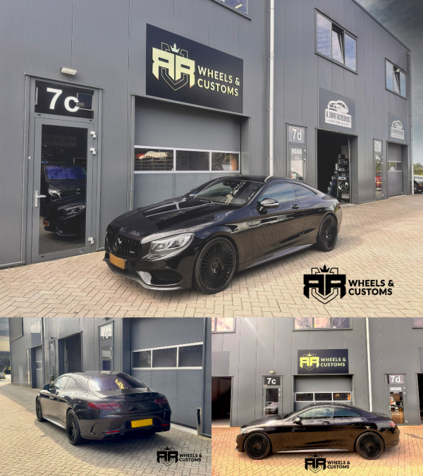 Deze Mercedes hebben wij voorzien van een hele mooie nieuwe set wielen Riviera RV1 22Inch 9J 5x112 ET 30 Riviera RV1 22Inch 10.5J 5x112 ET 35 met bandenmaat 255/30/22 Michelin Sport 4 s XL  295/25/22 