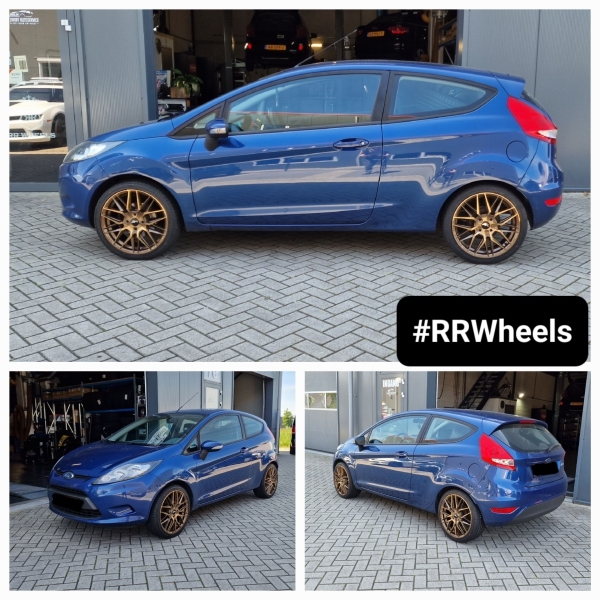 We hebben deze Ford Fiesta uitgerust met 17 inch Japan Racing Wheels JR28 Platinum Bronze in 4x108 7J ET40 inclusief 205 40 17 banden van Nexen NFera!