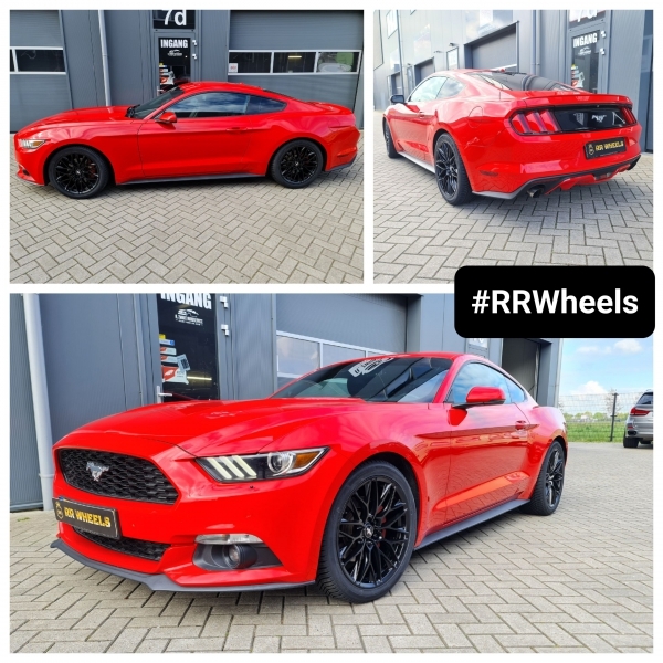 Ford Mustang met JF Luxury HRS Matte Black velgen inclusief Hankook 255 40 19 banden en TPMS! erg mooie en mooie auto om te zien!